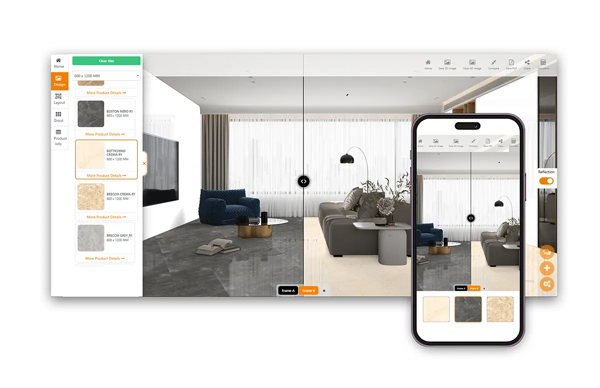 Visualize Tile Layouts in Real Spaces