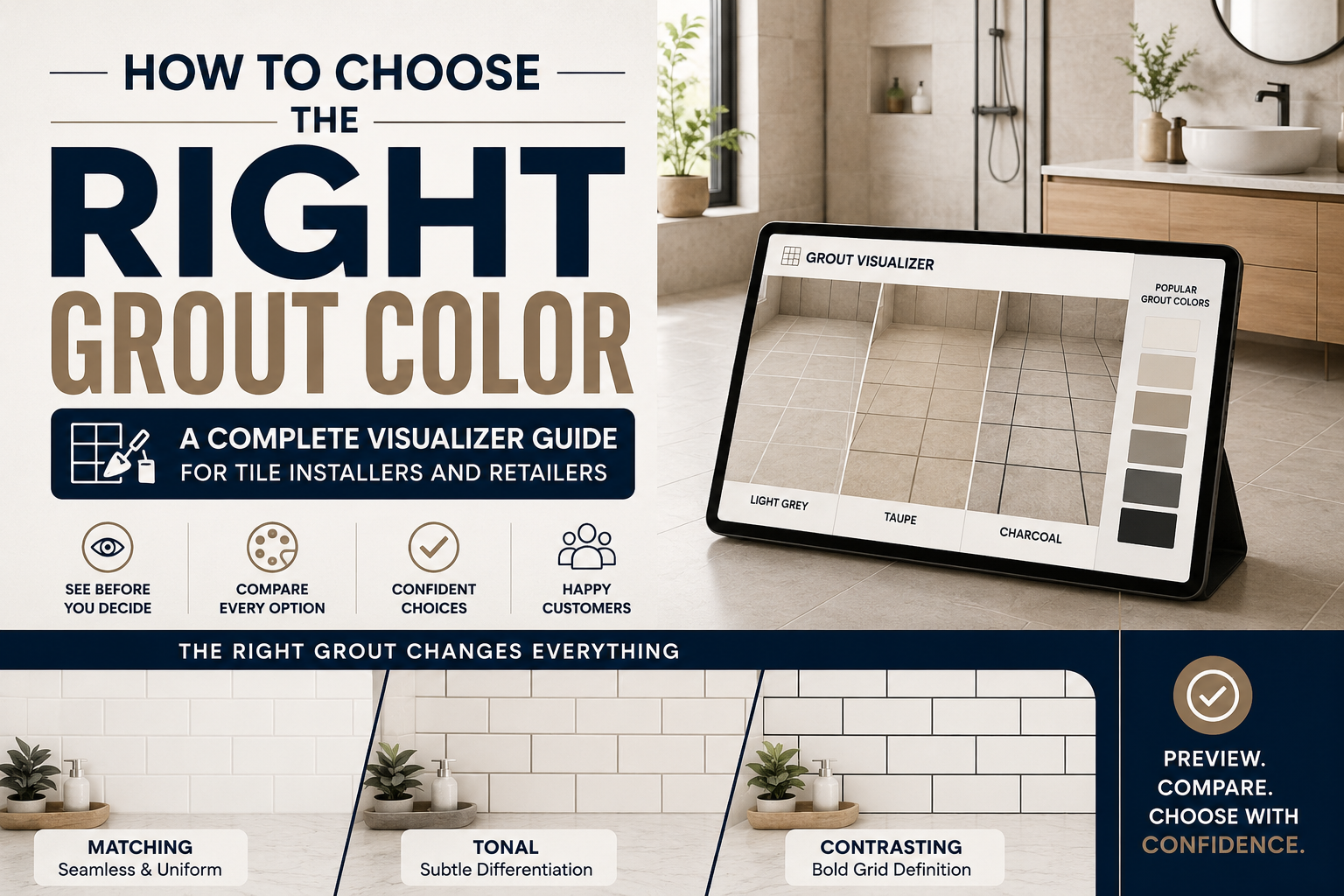 How to Choose the Right Grout Color: A Complete Visualizer Guide for Tile Installers and Retailers