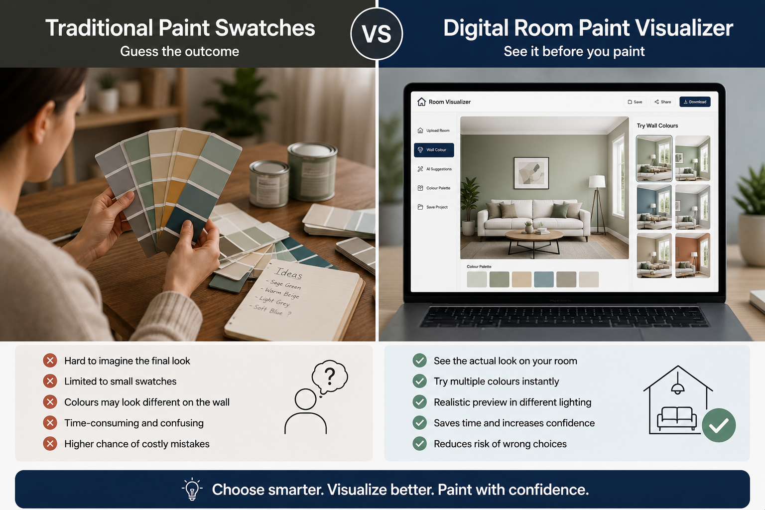 room paint visualizer compared with traditional paint colour selection